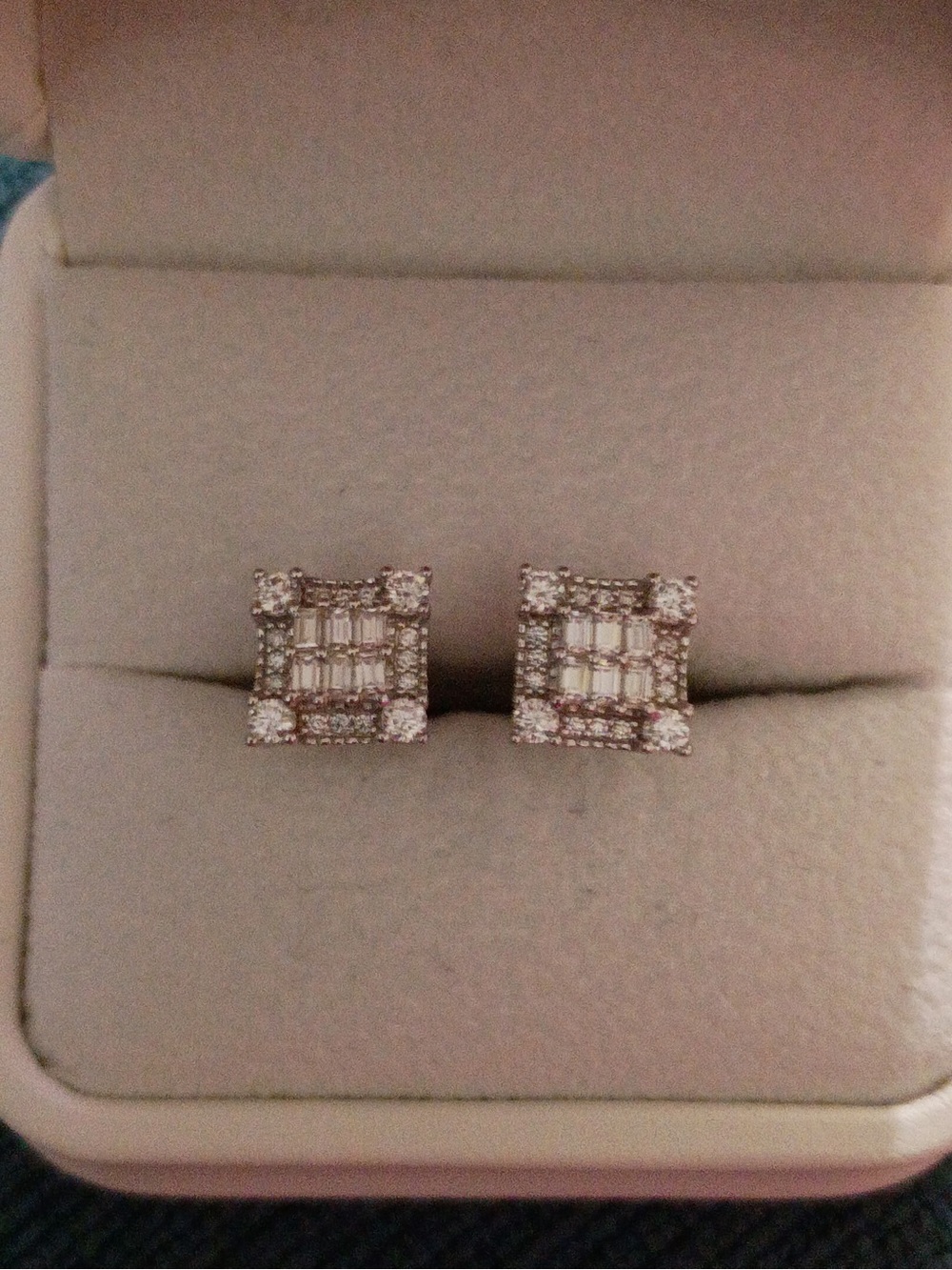 MoissaniteSquare Halo Stud Earrings - silver Tone